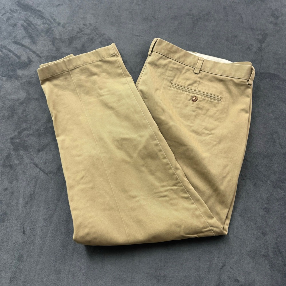 LL Bean Mens Classic Fit Chino Pants Khaki Tan Cotton Trousers 46x29 212330